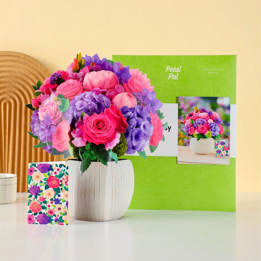 Fuchsia Fantasy paper pop-up bouquet of pink and purple roses — PetalPal