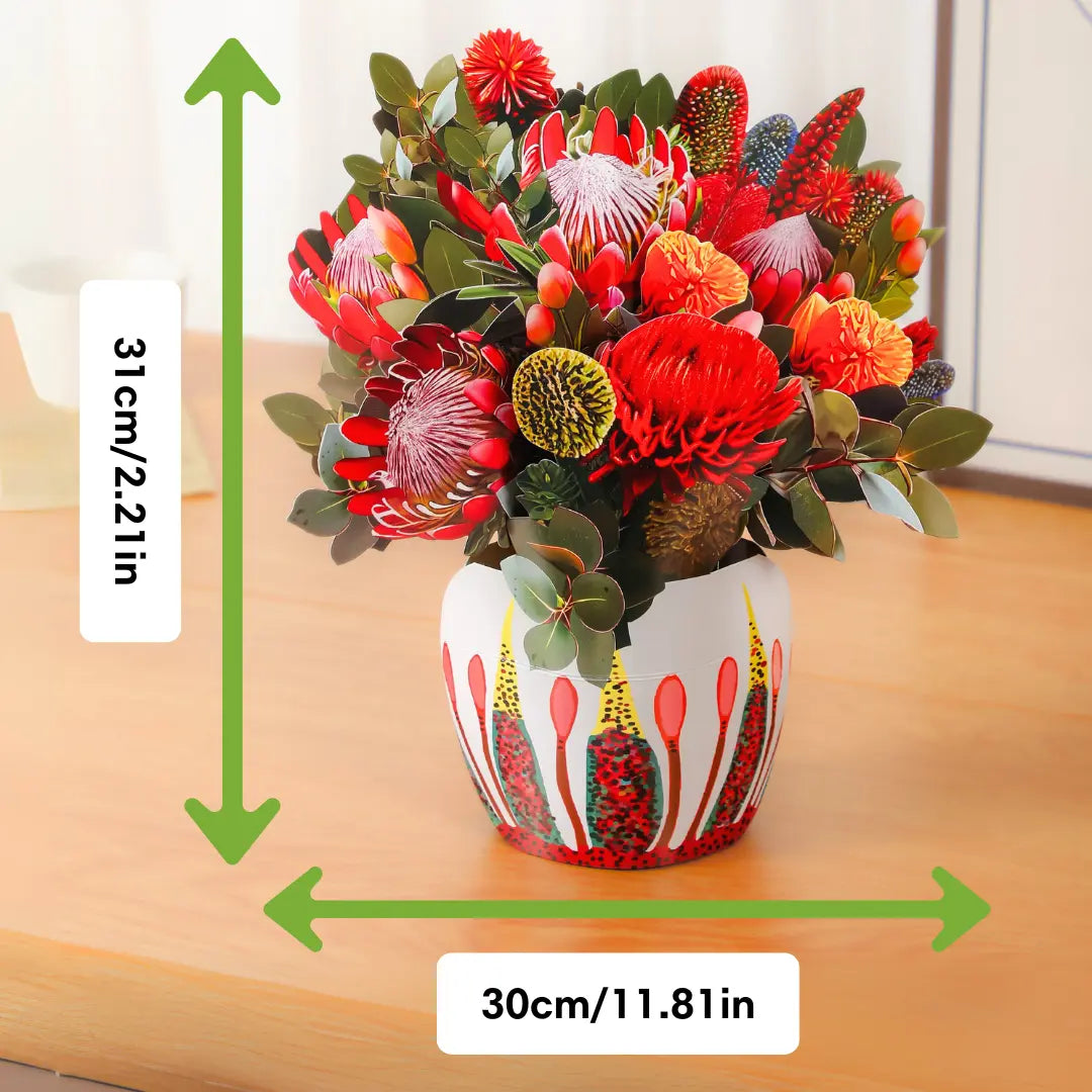 Kirribilli-Sunset-Australian-native-paper-pop-up-bouquet-of-waratah-and-proteas-—-PetalPal
